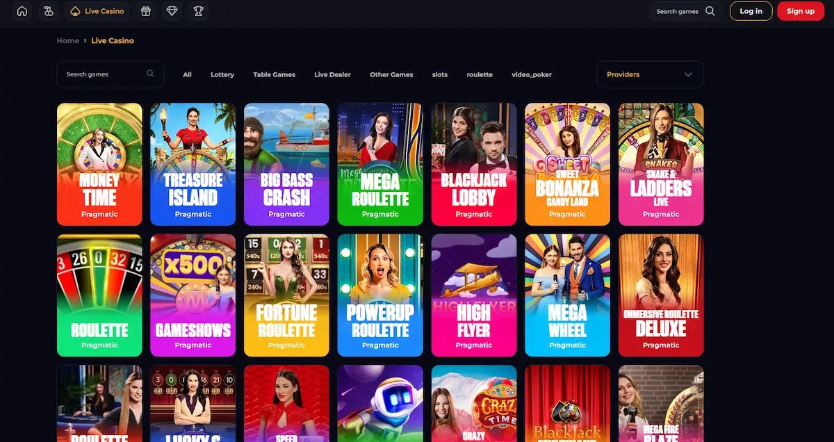 Live-Casino-Bereich von Goldwin mit echten Dealern